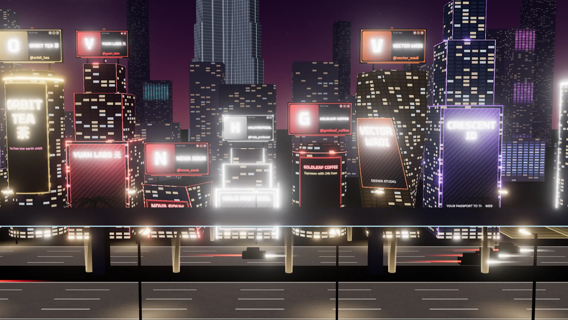 Rooftop billboards with logos and nicknames